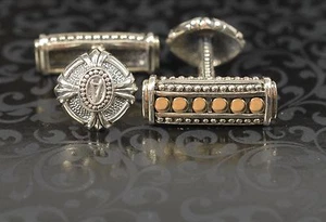 Gemelos Scott Kay grabados en oro 14K plata esterlina para hombre vacaciones de negocios NUEVOS - Imagen 1 de 2