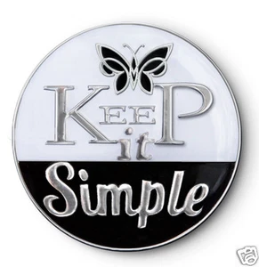 "Keep It Simple"" AA/NA/12 pasos programa de recuperación esmalte negro y blanco medallón/moneda - Imagen 1 de 3