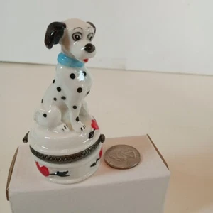 Dalmatian Trinket Box Valentine Ceramic Red Love Heart Dog Spots Puppy NOS NIB - Picture 1 of 7