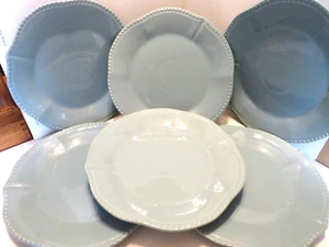 Juego de seis-6 platos de cena Dover & York Robin's Egg azul con cuentas borde ondulado de 10,5" - Imagen 1 de 7