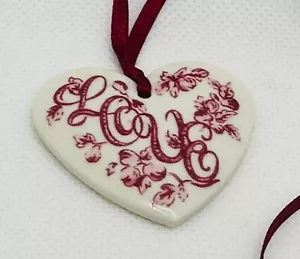 LONGABERGER Sweetheart Serie rot weiß Love Keramik Herz zum Binden - Bild 1 von 1