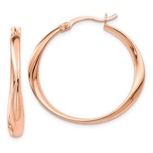 30.25mm Rose Gold-Plated Sterling Silver Polished Hoop Earrings - Picture 1 of 6