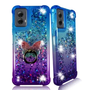 For Motorola Edge 2024 - Liquid Glitter Bling Case Cover Phone + Ring Stand - Picture 1 of 11