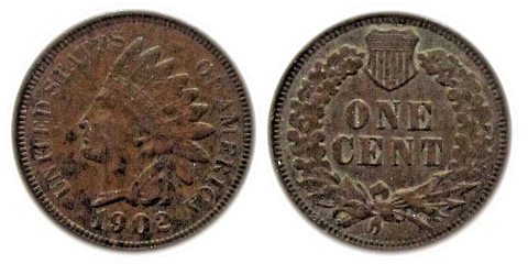 Indian Head Cent 1902 Very Fine Condition Cover