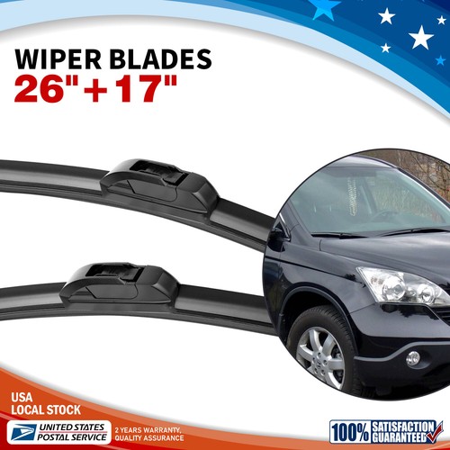 26"17" Quality Bracketless Windshield Wiper Blades JHook Pair For