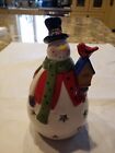 Ceramic LED MULTI COLOR Lighted Snowman TESTED 8"