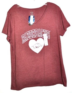 Camiseta para mujer Arkansas Razorbacks antigua azul marino cuello en V talla grande nueva sin etiquetas - Imagen 1 de 3