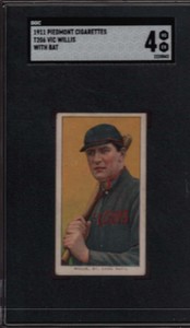 1911 T206 WHITE BORDER PIEDMONT VIC WILLIS WITH BAT SGC 4 VG-EX GGR5462