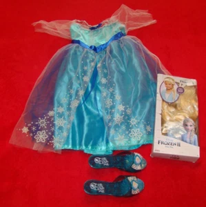 Disney Jakks Princess Elsa Frozen Girls 4-6X Dress Up Costume Wig & Shoes - Picture 1 of 9