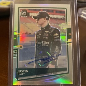 JUSTIN HALEY 2021 Donruss Racing Optic Prizm Autograph 48/99 Auto