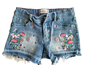 Jordache Denim Embroidery Girls Shorts Size 10 - Picture 1 of 5
