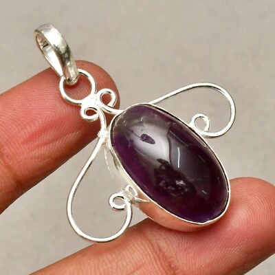 Ciondolo gioiello fatto a mano in argento sterling 925 con pietra preziosa am... - Immagine 1 di 4