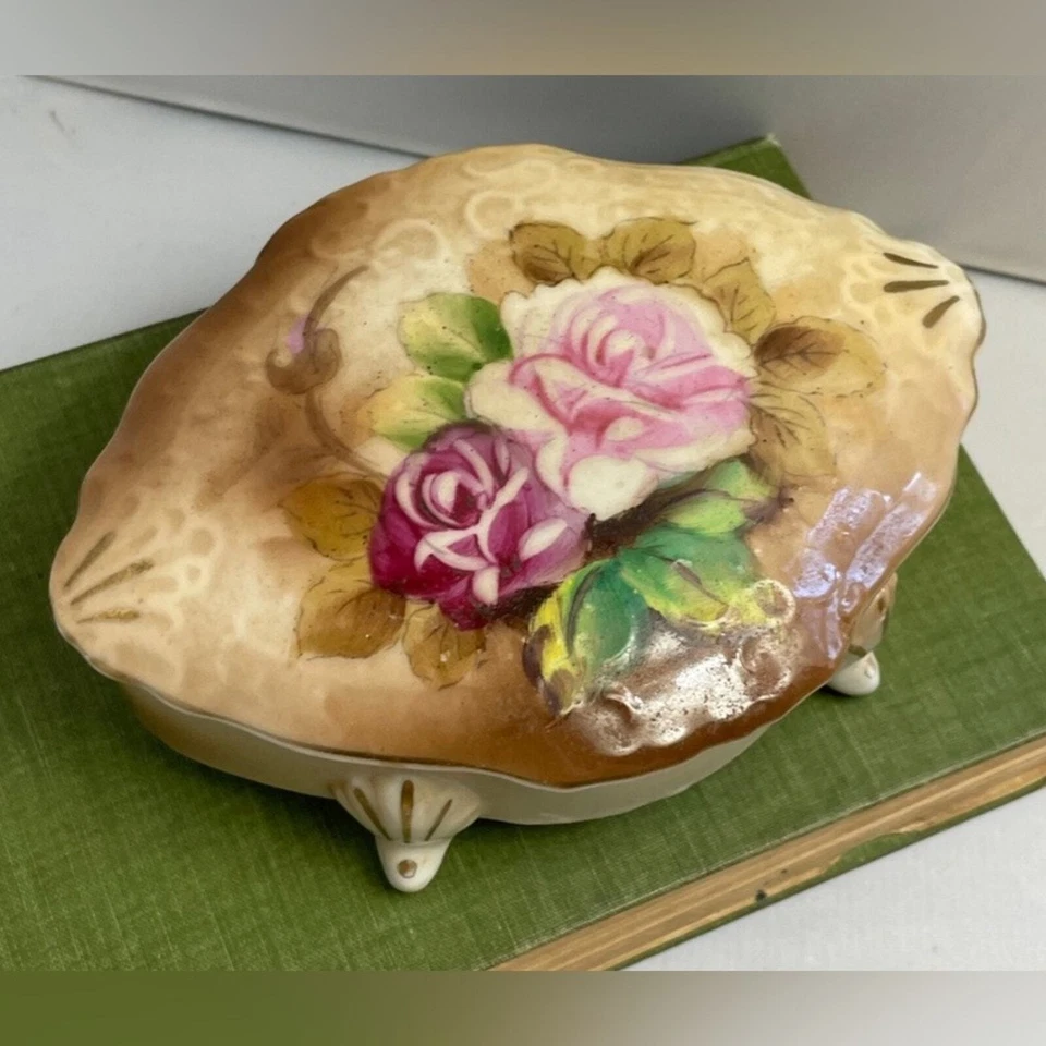 Cómoda baratija vintage de porcelana pintada a mano floral Lipper & Mann Japón Foto 1 de 4