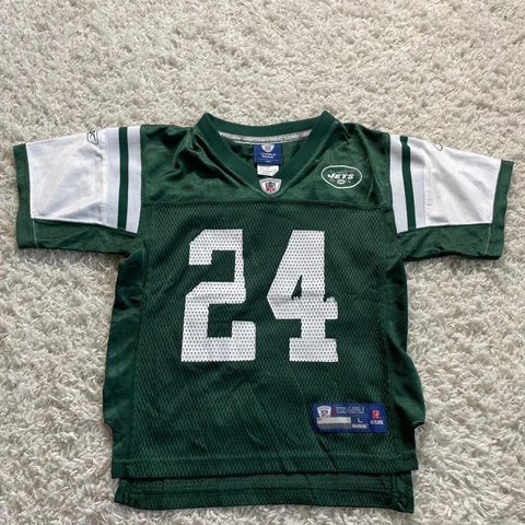New York Jets Jersey TODDLER Size 7 Large Green Reebok Darrelle Revis NFL Boys Cover