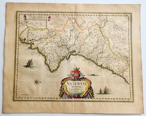 MAPA 1640 VALENTIA ESPAÑA por WILLEM BLAEU antiguo AUTÉNTICO coloreado a mano - Imagen 1 de 5