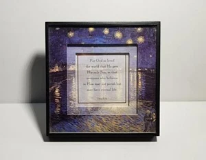 Vincent Van Gogh, Starry Night "For God So Loved The World" Framed Print 4.25" - Picture 1 of 4