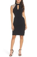 xscape studded illusion choker sheath dress