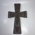 Wall Cross Raised Ornate Sculpted Resin Antiqued Cast Iron Look Religion Large