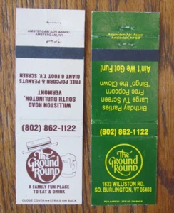 CUBIERTAS REDONDAS TERRESTRES PARA MATCHBOOK DE RESTAURANTE: SOUTH BURLINGTON, VT MATCHCOVERS -B18 - Imagen 1 de 1