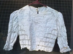 Antique Textile Vintage Child's White Blouse, Intricate Detailed Hand Needlework - Picture 1 of 12