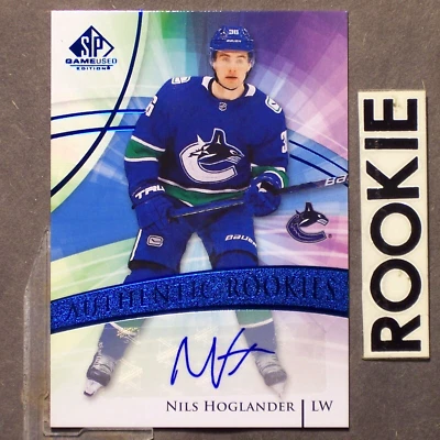 NILS HOGLANDER 2020/21 SP Game Used Blue Autographs ROOKIES #165 RC Canucks - Image 1 of 4