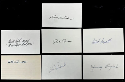 Brooklyn Dodgers Signed Index Cards Lot of 7 Pete Reiser, Woody English WS AS - Image 1 of 4