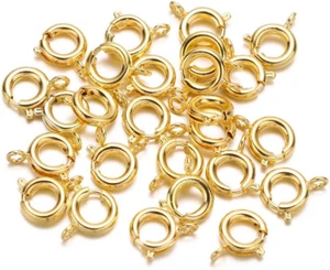 10Pcs Gold Brass Spring Ring Clasps 7Mm Diameter Open Spring Ring round Clasps f - Picture 1 of 12