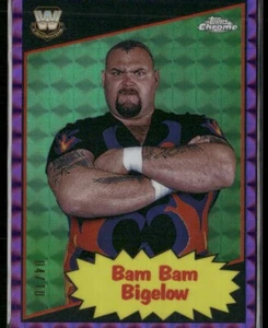 2025 TOPPS CHROME WWE BAM BAM BIGELOW PURPLE GEOMETRIC REFRACTOR LEGENDS 4/10 - Picture 1 of 2