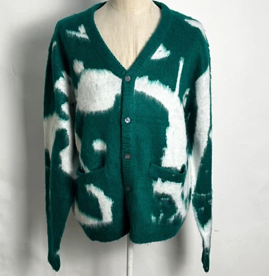 Obey Men's Cardigan Sweater Luka Splatter Green/White Size XL NWT Shepard Fairey - Image 1 of 4