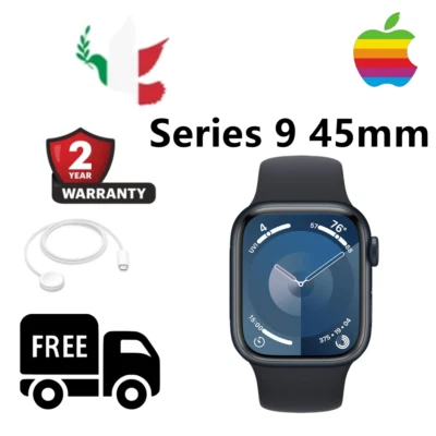 Apple Watch Series 9 45 mm (GPS) Mezzanotte Cinturino Sport ✔️Garanzia 24 MESI - Imagen 1 de 4