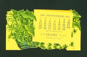 Abilene Floral Co. Abilene Kansas September 1966 Advertising Ink Blotter - Picture 1 of 3