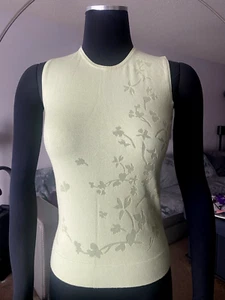 BENETTON PARTIALLY SEE THROUGH LIGHT GREEN SLEEVELESS TOP Sz M (FITS Sz S) ITALY - Picture 1 of 7