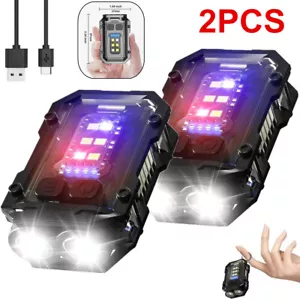 2PCS Rechargeable Mini EDC Keychain Flashlight Compact Pocket COB Light Night US - Picture 1 of 12
