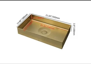 Homary Gold Stainless Steel Bathroom Sink Ring Pop-Up Bowl Basin Rectangle - Picture 1 of 7