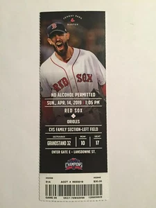 BOSTON RED SOX VS BALTIMORE ORIOLES, APRIL 14,2019 TICKET STUB - Picture 1 of 1