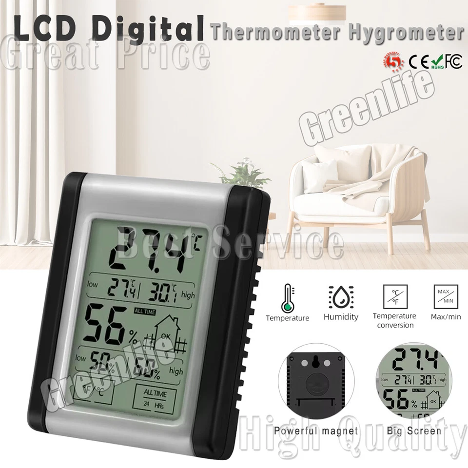 LCD Digital Hygrometer Indoor Thermometer Humidity Temperature Monitor Gauge - Image 1 of 4