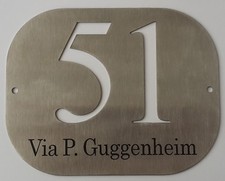 NUMERO CIVICO (2 CIFRE) IN ACCIAIO con fori per viti + INCISIONE LASER