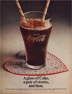Anuncio impreso Coca-Cola 1969 San Valentín página completa revista grande 10,5"x13,5" - Imagen 1 de 1