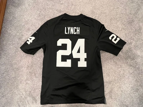Nike On Field Marshawn Lynch Oakland Raiders NFL Jersey - Black - Mens Medium Cover