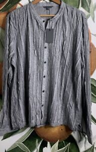 JOHN VARVATOS Long Sleeve Baxter Shirt Men's Size Large Grey Linen NWT