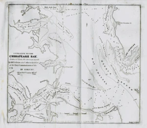 1854 Chesapeake Bay American Coast Pilot Maryland MD Virginia VA USA Antique Map - Picture 1 of 7