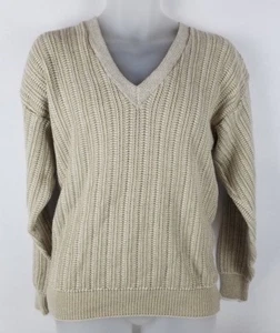 Jantzen Men's Medium Sweater V Neck Beige Made In The USA Long Sleeve Vintage - Picture 1 of 5