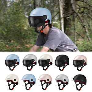 Motorcycle Half Helmet w/ Fastening Buckle Bike Helmet Sun Visor Head Protector - Picture 1 of 22