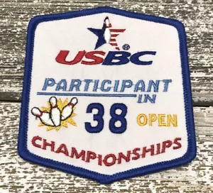 Vintage USBC Teilnehmer in 38 Open Championships Bowling Bügelbild / Aufnäher Patch - Bild 1 von 3