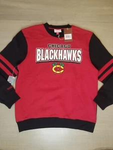 Mitchell & Ness Chicago Blackhawks Crewneck Sweatshirt Mens Medium - Picture 1 of 8