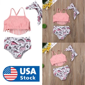 Toddler 3PCS Baby Girl Swimsuit Bathing Ruffle Bikini Beach Swimwear Clothing - Picture 1 of 11