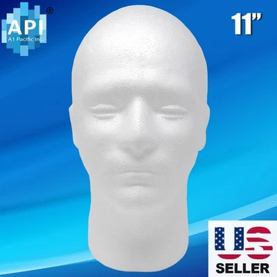 11' MALE FOAM MANNEQUIN MANIKIN head wig display hat glasses - Image 1 of 4