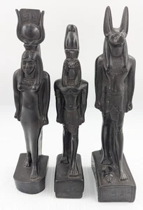 Juego de 3 estatuillas de dios egipcio - Isis, Horus, Anubis 10" - 11" de alto - Imagen 1 de 9