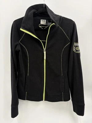 Harley-Davidson Jacket Womens Medium Full Zip Fleece Black Green Motorcycle - Image 1 of 4