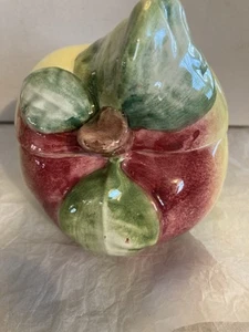 Vintage Italian Pottery Apple Shaped With Lid Candy Dish Trinket Box Container - Picture 1 of 6
